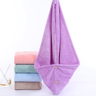 China Swim. House. Thermal station. Travel. Hotel Coral Velvet Women's Double Layer Super Absorbent Hair Drying Hat Microfiber Quick-Drying Towel for sale