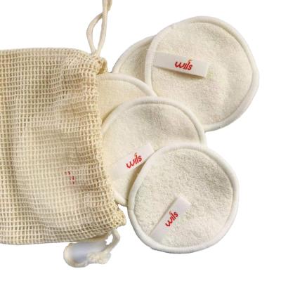 China Washable Reusable Recyclable Strong Absorbent Multilayer Round Bamboo Cotton Terry Pads Reusable Makeup Remover for sale