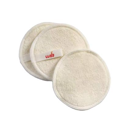 China Washable Recyclable ECO-FRIENDLY High Quality Reausable Bamboo Makeup Remover Pads Round 3 Layer 8cm Diameter Cotton Terry Cloth for sale