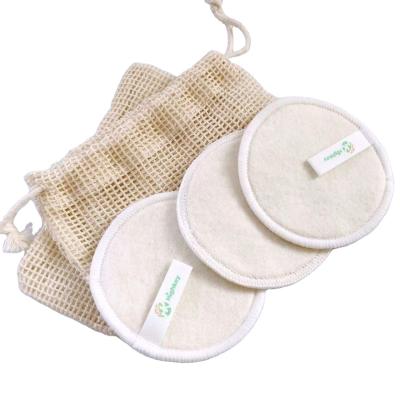 China Washable Reusable ECO-FRIENDLY High Quality Round 3 Layers 8cm Diameter Cotton Hemp Pads Washable Recyclable Makeup Remover for sale