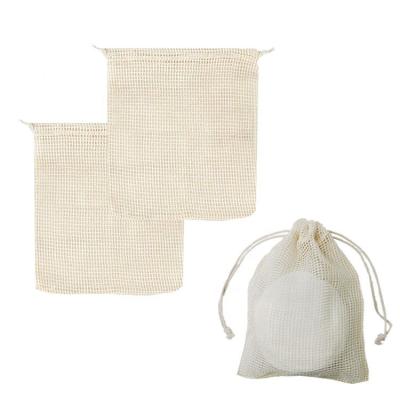 China Reausable Reusable Recyclable Washable Organic Cotton Product Bags For Makeup Cotton Pad Cotton Mesh Bag Washable for sale