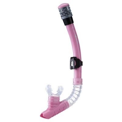 China Lightweight Professional Silicone Freediving Waterproof Pink Diving Dry Swimming Snorkel for sale