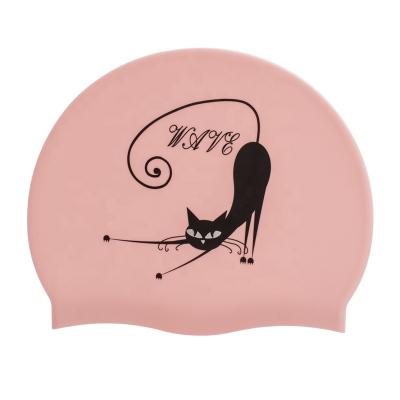 China Promotional Custom Made Adult Silicone Pink Color Silicone Swim Cap Brand Hats Swimming Hats for sale