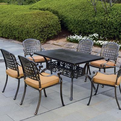 China Modern Outdoor Furniture Cast Aluminum Metal Cast Aluminum Garden Table Chair Set Aluminum Patio Bistro Set for sale