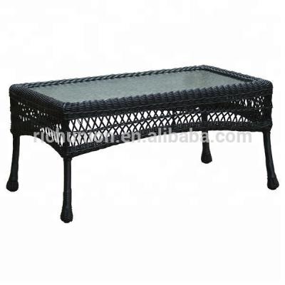 China Durable wicker coffee table with glass top for sale