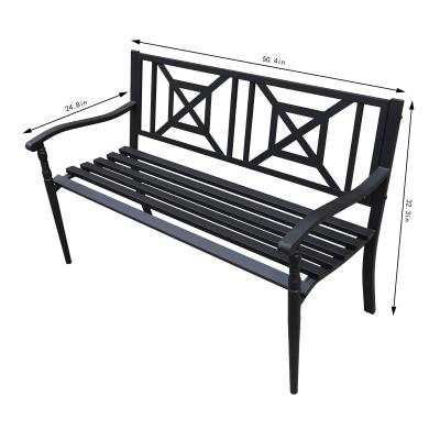 China Black Steel Patio Bench Factory Price Patio Furniture Lobby Benches Outdoor Benches Stainless Steel Benches For Outdoor for sale