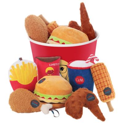 China Viable Wholesale Bulk High Quality Cola Fries Plush Bucket China Family China Burger Dog Squeaky Toys for sale