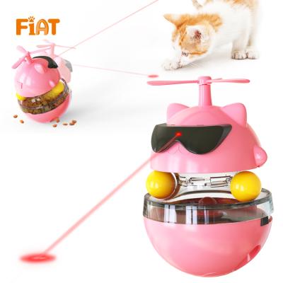 China New Funny Custom Viable Dog Cat Toy Cat Stick Leak Ball Tumbler Cat Snacks Toy With Laser for sale