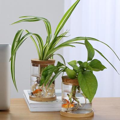 China DEEPBANG Modern Indoor Office Around Ceramic Small Planter Transparent Clear Self Watering Planter Flower Pots for sale