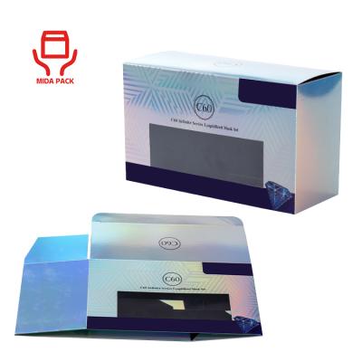 China Recyclable Clear Customize Logo Luxury Silver Holographic White Eyelash Butterfly Paper Box For Cosmetic Packaging With PVC Window for sale