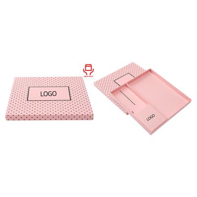 China Reused Custom Materials Logo Pink Gift Heaven And Earth Cover Folding Gift Packaging Box With Dividers Lid Paper Rectangle For Clothes Garment for sale