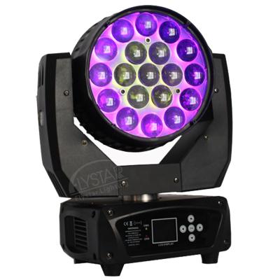 China Best Selling Hotel Mac Aura 19pcs 15w Led Zoom Moving Head Light DJ Equipment for sale