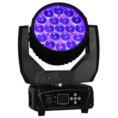 China Newest Hot Selling Lighting Equipment 19*15W Zoom Moving Head For Night Club 360*250*460mm for sale