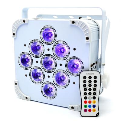 China Garden 9pcs 18W rechargeable led battery power wireless par dmx uplight use for wedding stage disco for sale