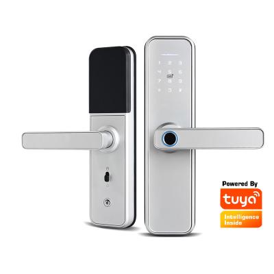 China manufacture of Anti-counterfeiting and anti-spying Front Door Smart Lock Fingerprint battery operated with handle easy to install outdoor smart locks for sale