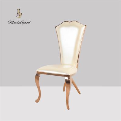 China High Back Rose Golden Stainless Steel Home Furniture High End Wedding Party Banquet Dining Chair for sale