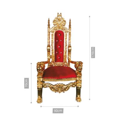 China Modern Hot Sale King Queen Party Hotel Royal Banquet Throne Red Gold Wedding Sofa Chairs for sale