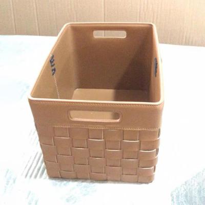 China Basket Household Luxury Leather Viable Decoration Organizer Storage PU Wholesale Price Basket Sundry Bins for sale