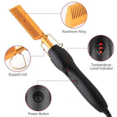 China Hotel Comb Electric Hair Straightener Sweep Comb Portable Travel Professional Hot Pressing Comb For African American Hair Wigs for sale