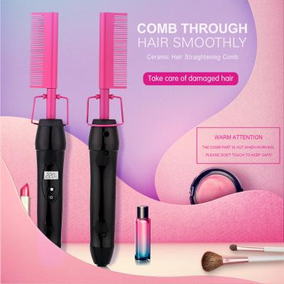 China Fashion Hair Straightener Comb Electric Hair Straightener with LCD Screen Hot Selling Comb Mini Beard Straightener Amazon Ebay Hot Comb for sale