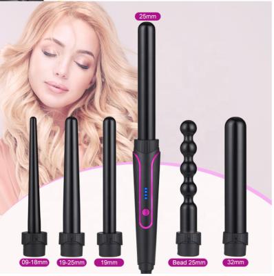 China Professional Ceramic Hair Curling Iron Heat Adjustable Electric Comb Settings Interchangeable Hair Curler 6 in 1 Curling Curler Wand Curling Iron Home Use for sale