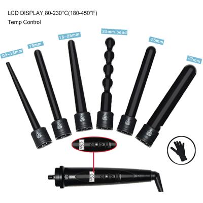 China 6 barrels to meet your different curl style needs electric comb LCD hair curling iron suite combination interchangeable hair curler 6 in 1 curling wand set hair 6 interchangeable for sale