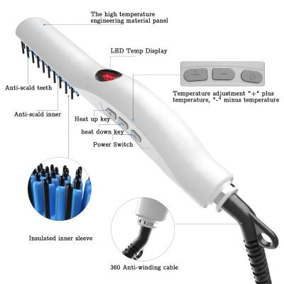 China Hotel Electric Comb Hair Straightening Brush, Tied Hair Straightener Styler Comb with Ceramic LED Display Anti Static Men for sale