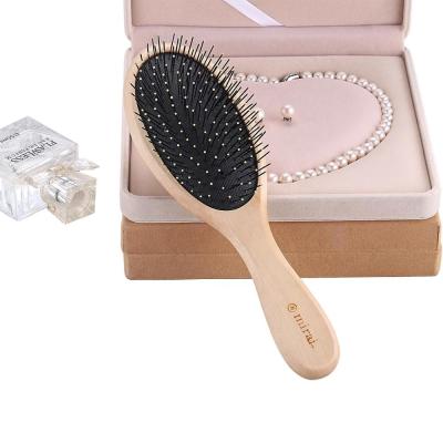 China Nondisposable High Quality Portable Soft Nylon Bristles Private Label Natural Wooden Hair Brush for sale