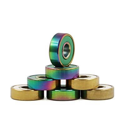 China 627 RS Scooter Bearing Gold Good Quality Custom Rainbow Color 608 RS ABEC-11 Titanium Skateboard Bearing For Skate Longboard Scooter for sale