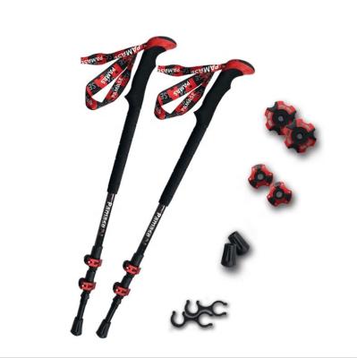 China Useful And Portable Carbon Alpine Folding Trekking Stick Three Aluminum Alloy Locking Hiking Rods for sale