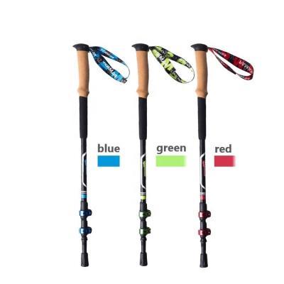 China Folding Carbon Fiber Telescopic Portable Walking Pole Aluminum External Aluminum Alpine Ski Three Locking Stick For Outdoor Sports Climbing Hiking Trekking for sale