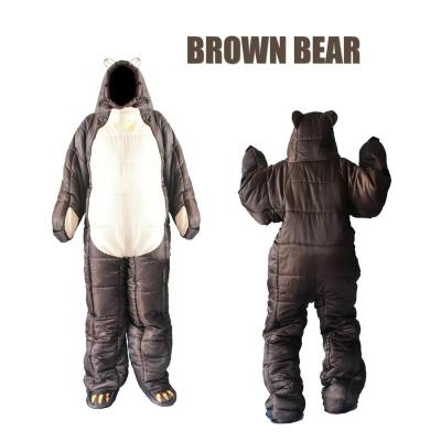 China Wearable Polyester Warm-keeping Human And Bear Shaped Sleeping Bag With Arms And Legs for sale