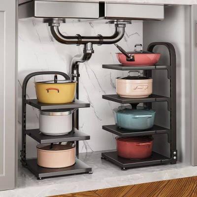 China Kitchenroom Kitchen Microwave Oven Storage Rack Adjustable Storage Shelf Metal Countertop Standing Rack for sale