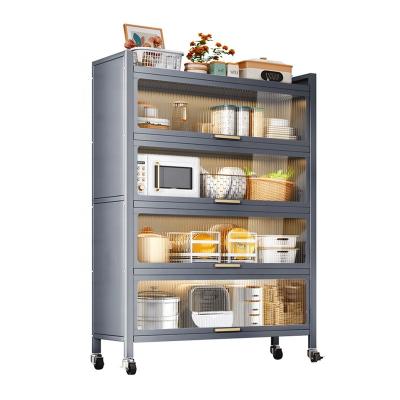 China Kitchenroom 2023 Latest Design Modern Kitchen Cabinets Floor Movable Other Furniture Flip Kitchen Lockers Storage Kitchen Rack for sale