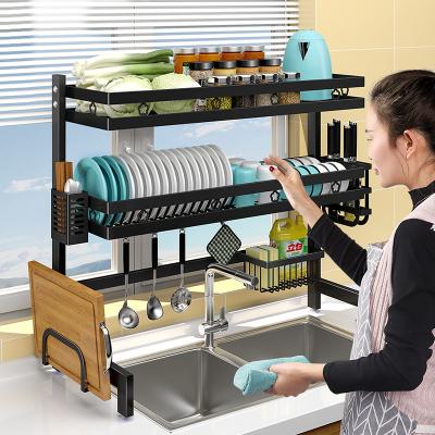 China Multi-Functional Backup Dish Rack Non-Slip Kitchen Dish Rack Storage Organizer Dish Rack Universal Kitchen Space Rack for sale