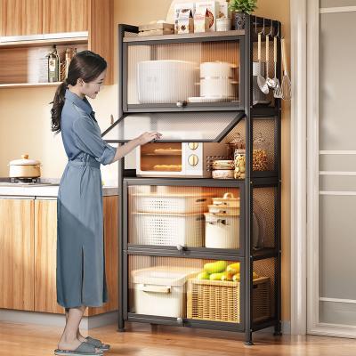 China Kitchenroom Kitchen Racks Organizer With Door Multi-Function Pull-Out Included Dish Rack Multi-Layer Pilot Prevent Mosquitoes From Entering for sale