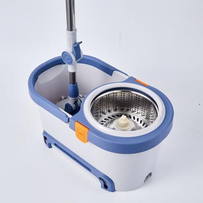 China Sustainable Hand Free Easy 360 Degree Rotating Magic Mop Blue Hand Press Magic Rotary Mop Cleaner for Home for sale