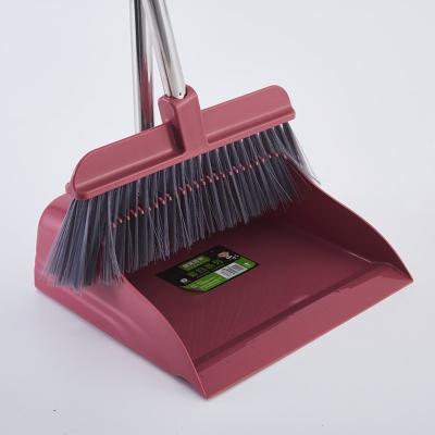 China Durable plastic sweeper clean foldable floor cleaning broom sweeper metal long handle large size dust pan broom and dustpan set for home for sale