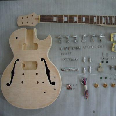 China Cheap Hollow Electric Guitar Kits GUITAR SNGK014 Wooden DIY Electric Guitar Kit for sale