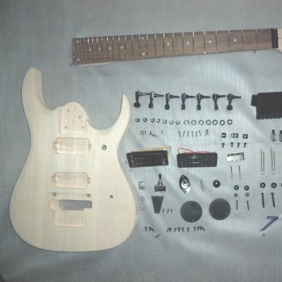 China 7 strings and double tremolo ocking Diy 7 strings high quality electric guitar kits for sale