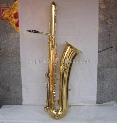 China Gold Lacquer XBS002 Bass Saxophone Bass Sax , Contrabass Saxophone for sale