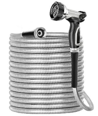 China Adjustable Hot sale 304 Stainless Steel Metal Garden Hose with Brass Fittings for sale