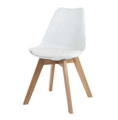 China Modern White Nodic tulip dining chair with solid wood legs for sale