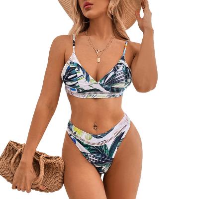 China Breathable MOTE-ZC542 2022 cheap bikini sets women lace up two piece swimsuit sexy floral summer wear swimsuit for sale