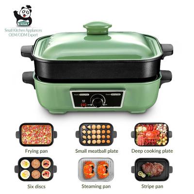 China Mini Hot Pot Multicooker Multipurpose Takoyaki Home Electric Stove Pans Household Barbecue Multifunctional Cooking Pot for sale