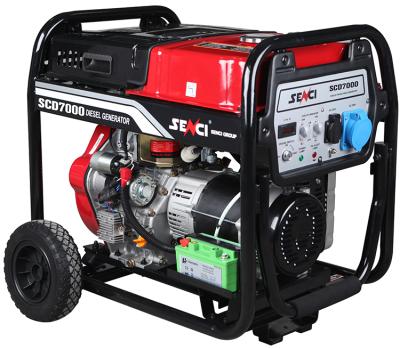 China Hot Sale Senci 4.5kw 50hz 5kw 60hz Small SCD7000E-I Open Frame Diesel Generator Set for sale