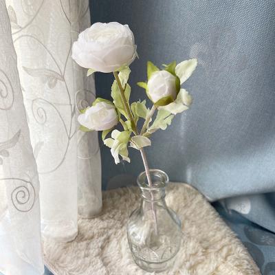 China Hot Selling Events Decoration Silk Single Stem Flower Artificial White Roses For Wedding Bridal Shower for sale