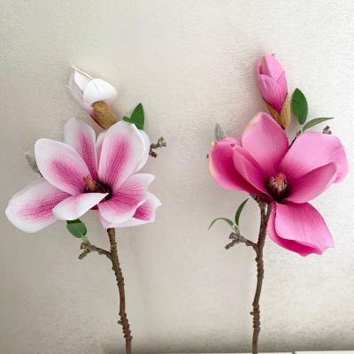 China Short magnolia artificial flower decoration simulation mini floral events decoration short magnolia flower living room TV cabinet display props for sale