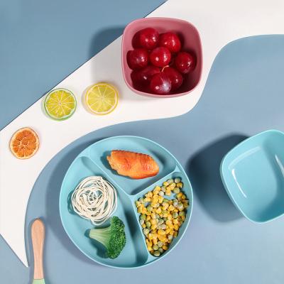 China Non-Toxic Sustainable New Arrival Eco-Friendly Strong Suction Baby Food Silicone Feeding Set Bowl And Dish for sale