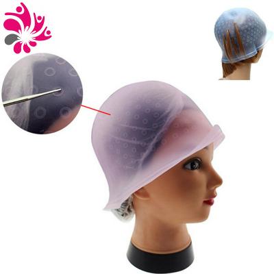 China Professional wholesale hot sale salon rubber coloring hair highlight cap silicone hair highlighting cap dye cap for sale